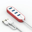 Samzhe 1.2m USB 3.0 to 4-Port USB 3.0 Hub with Double USB Plug