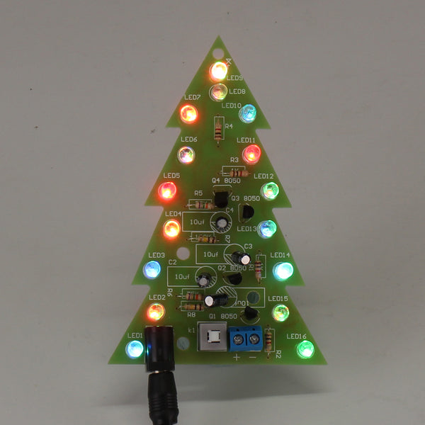 Assembled USB Christmas Tree 16 RGB LED Color Light Electronic PCB Decoration Tree Children Gift Ordinary Version