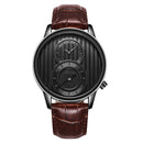 Fashion Dial Organ Stripe Two Creative Dial Leather Men Watch Classic Quartz Watch
