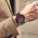 MINIFOCUS 0288G Fashion Business Men Watch Waterproof Luminous Leather Strap Quartz Watch