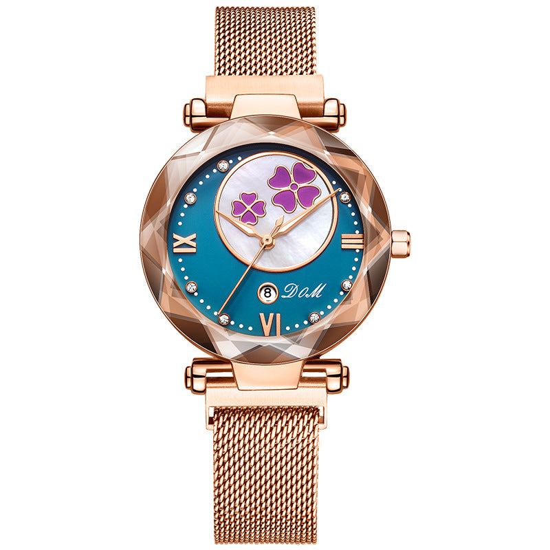 DOM G-1275 Mesh Steel Band Elegant Design Ladies Watch Date Display Quartz Watch