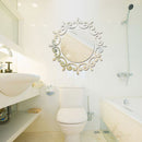 Round Flower Mirror Tiles Kitchen Wall Sticker Stick on Decal Home Bedroom Decor