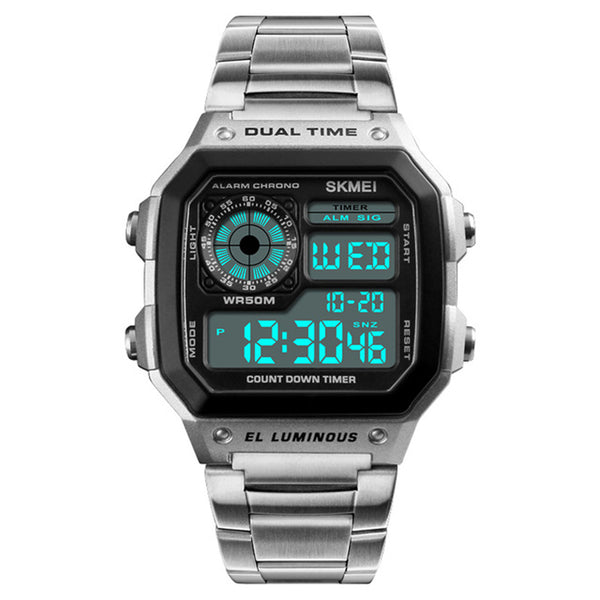 SKMEI 1335 Digital Watch Men Chronograph Alarm Watch Fashion Style Stainless Steel Sport Watch