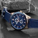 BAGARI 8009P Fashion Leather Strap Men Date Display Quartz Watch