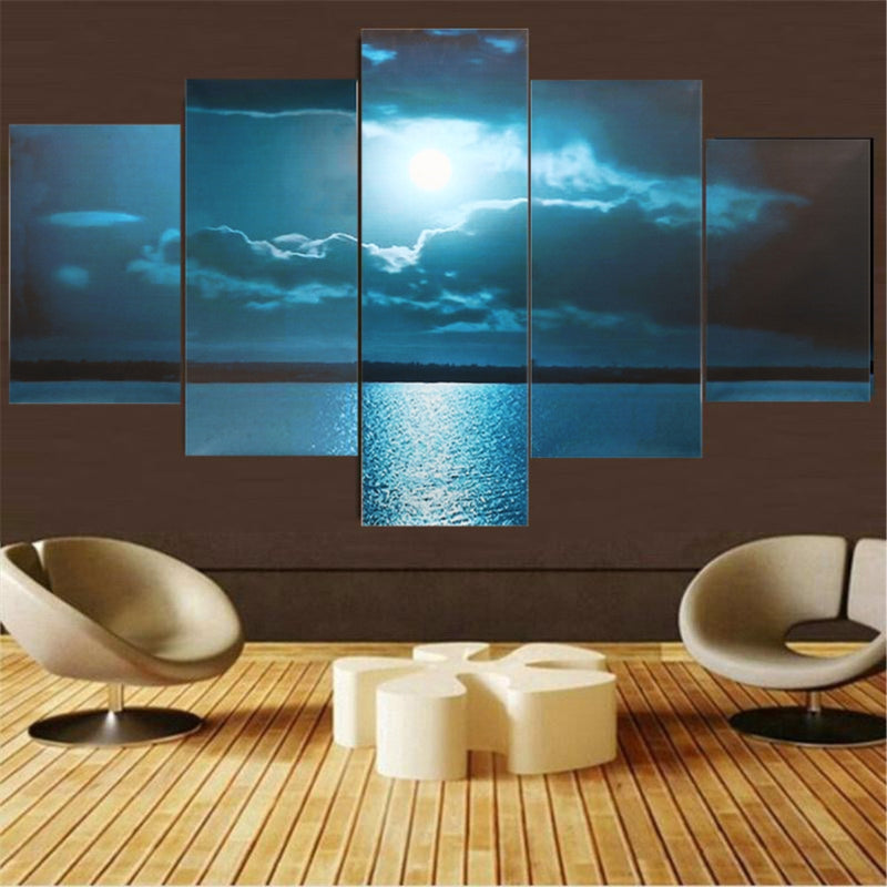 Modern Abstract Wall Decor Art Moon Sea Oil Paintings Painted Unframed