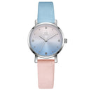 SHENGKE SK K8029 Fashion Color Gradient Leather Strap Luxury Women Crystal Dial Quartz Watch