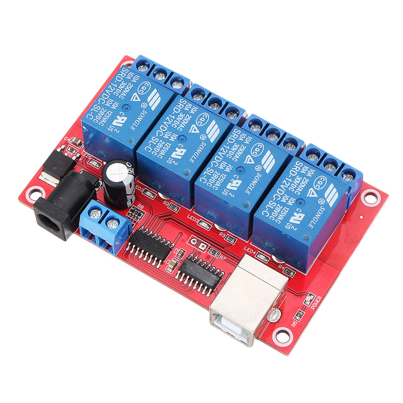 4 Channel 12V HID Driverless USB Relay USB Control Switch Computer Control Switch PC Intelligent Control Relay Module