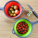 Folding Collapsible Fruit Vegetable Strainer Handle Colander Draining Basket Camping Picnic