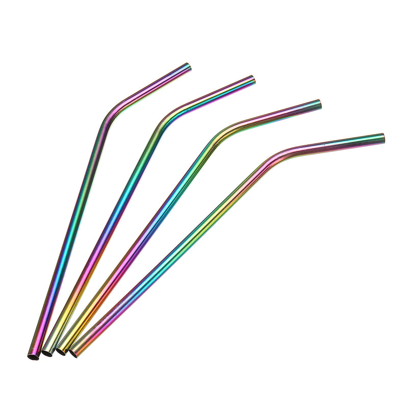 Stainless Steel Drinking Straws Rainbow Multi-colored Straw Reusable Drink Straw with Cleaning Brush