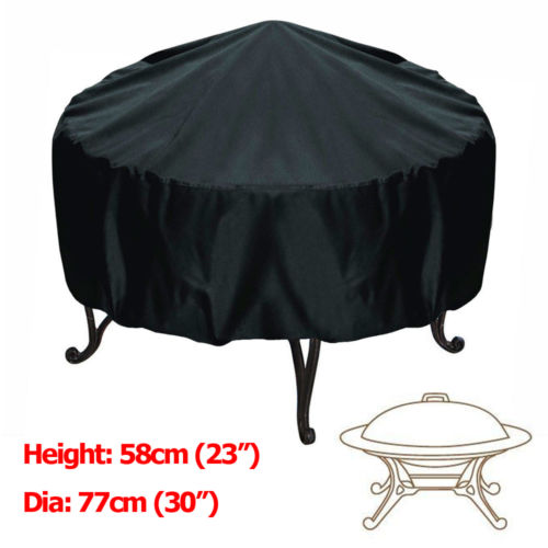 30inch Patio Round Pit Cover Waterproof UV Protector Grill BBQ Chair Table Shelter Black