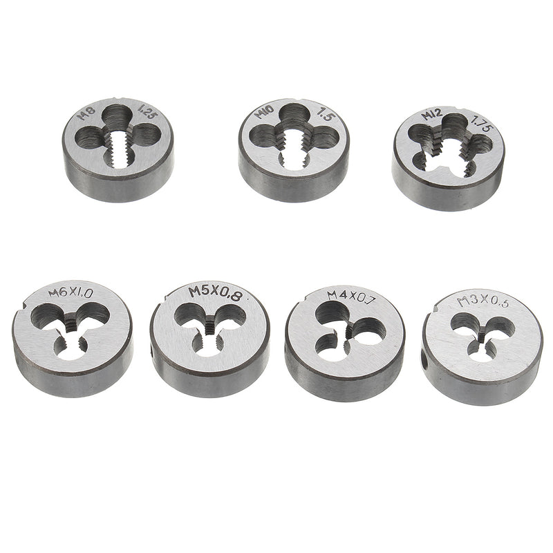 8pcs Metric Screw Tap Wrench and Die Set M3-M12 Nut Bolt Alloy Metal Hand Tools