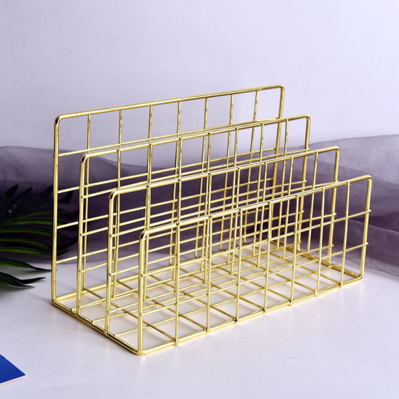 Miwoo MW-021 Simple Iron Bookshelf 3 Slots Desktop Books Files Organizer Holder