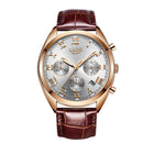 LIGE 9852 Waterproof Luminous Display Men Wrist Watch Fashion Leather Strap Quartz Watch