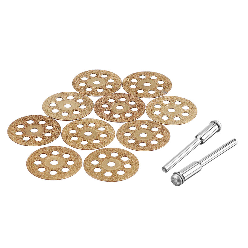Drillpro 10pcs Diamond Grinding Wheel 8 Holes Metal Cutting Disc for Rotary Tool with 2 Mandrels