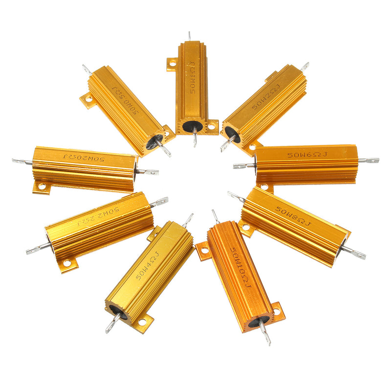 50W 0.5R 1R 2R 2.2R 4R 6R 8R 10R 20R Ohm Aluminum Shell Power Case Wirewound Resistor