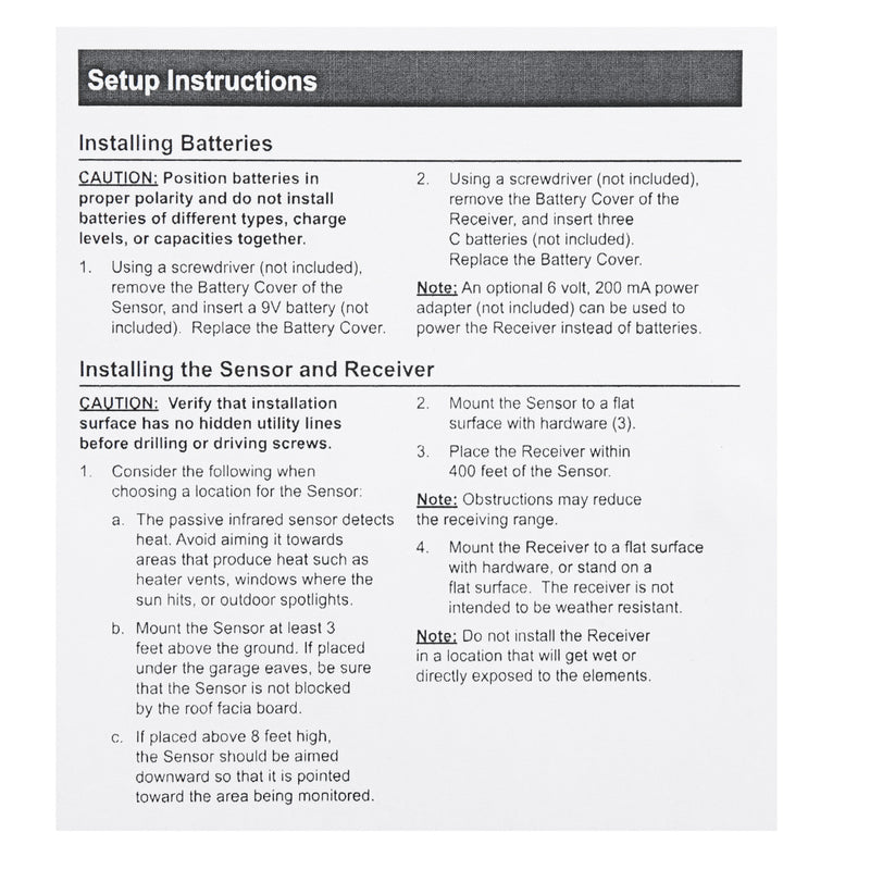 Wireless Driveway Alarm Alert System Home Security Garage Shed PIR Motion Sensor