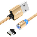 TOPK R-Line2 Reversible Type C LED Magnetic Braided Fast Charging Data Cable 1M For Phone Tablet