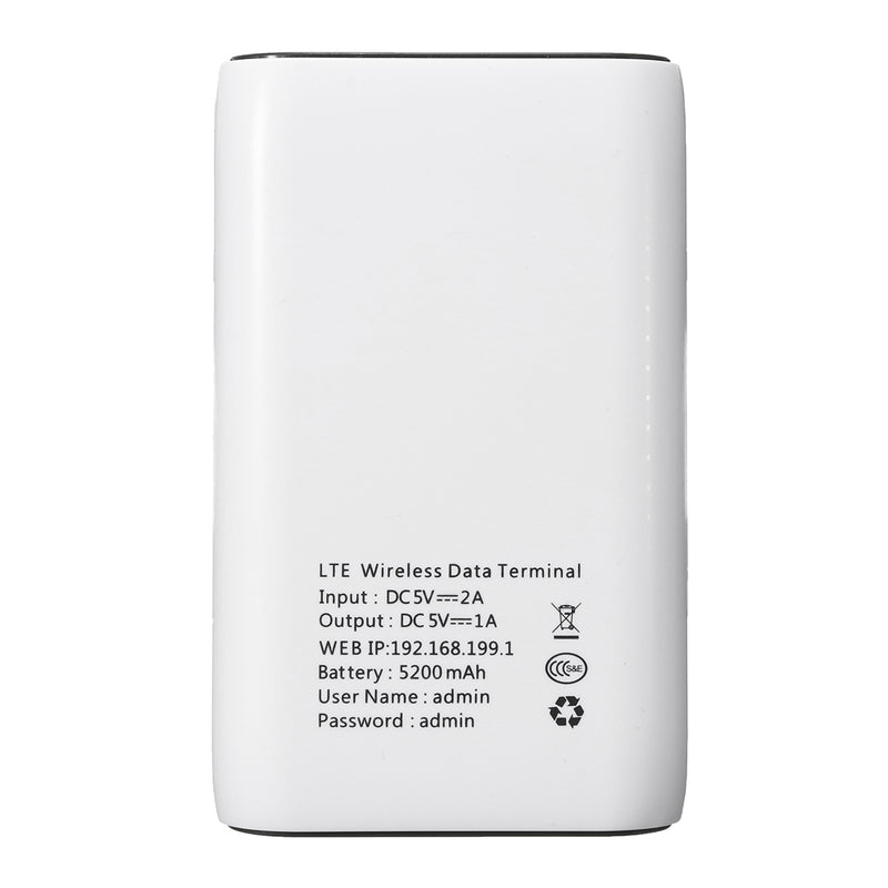 4G Wireless Mobile Router Portable Wifi Repeater Modem LCD Display 150Mbps SMS Notification 5200mAh Power Bank Charging Electronic Device Support 10 Devices