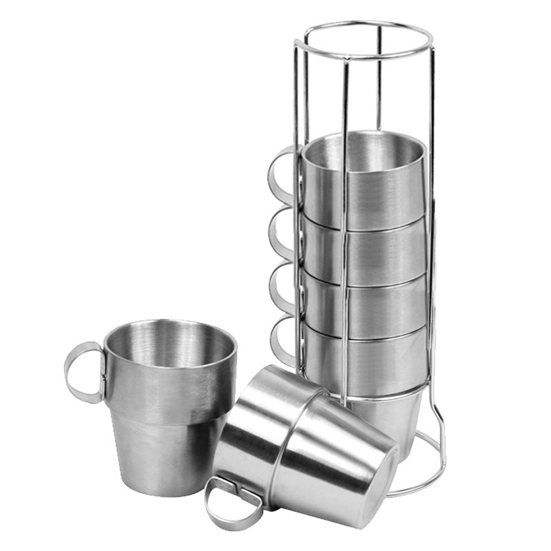 4 PCS Outdoor Portable Picnic Cups Stainless Steel Drinking Mugs Anti-Hot Tea Coffee Cup Set