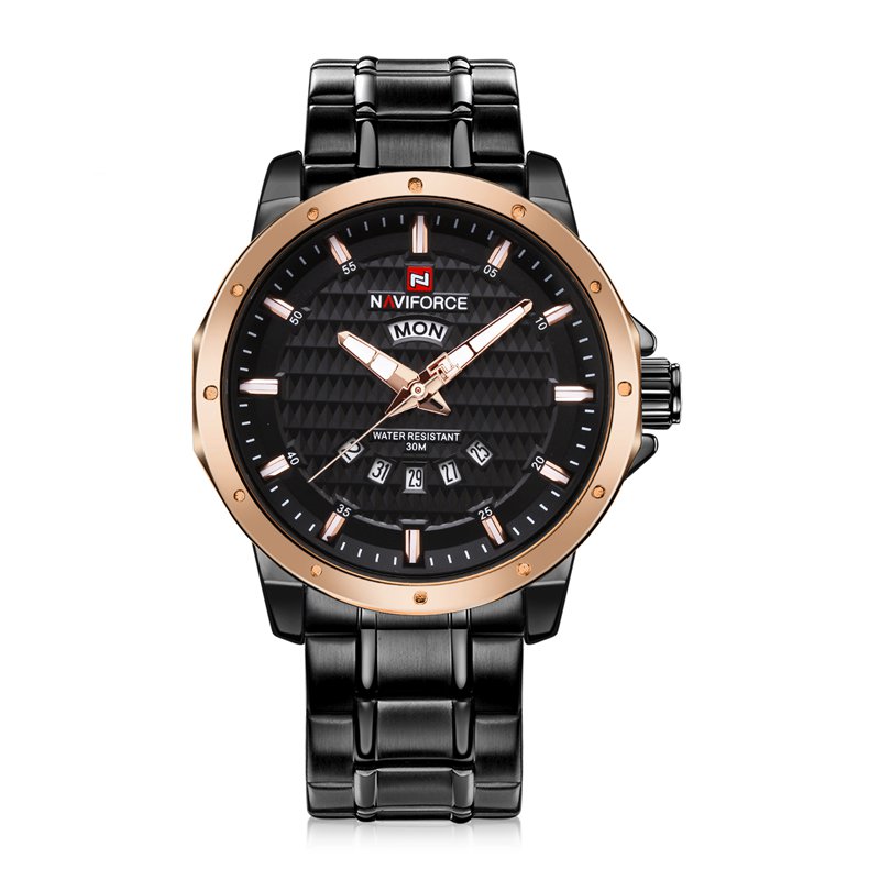 NAVIFORCE 9115 Men Watch Luxury Stainless Steel Strap Fashion Quartz Wrist Watch