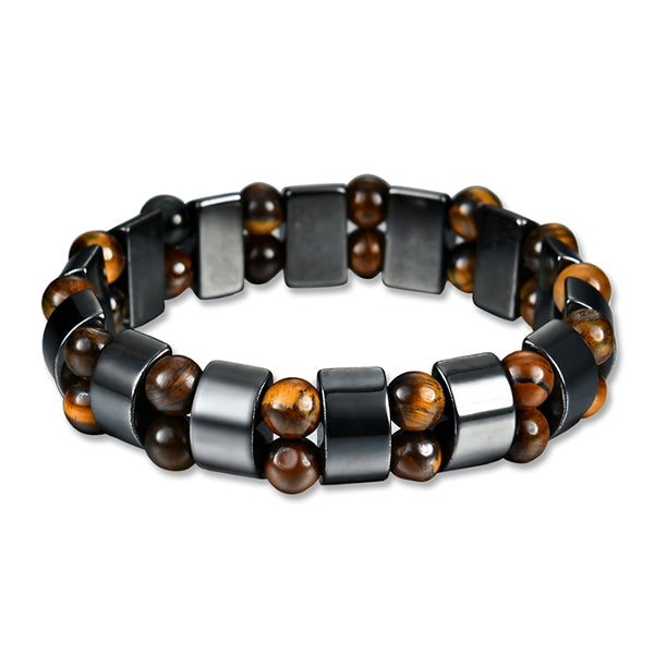 Simple Style Black Magnet Stone Chain Tiger's Eye Beads Health Care Bracelet for Men Women