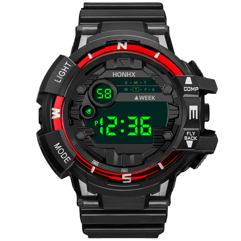 HONHX 81-66F Men Fashion Luminous Display Calendar Alarm Colock Sport Digital Watch