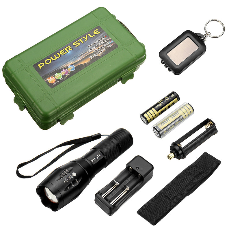 XANES A100  - T6 800Lumens 5Modes Brightness Zoomable Tactical LED Flashlight Suit WIth Keychain