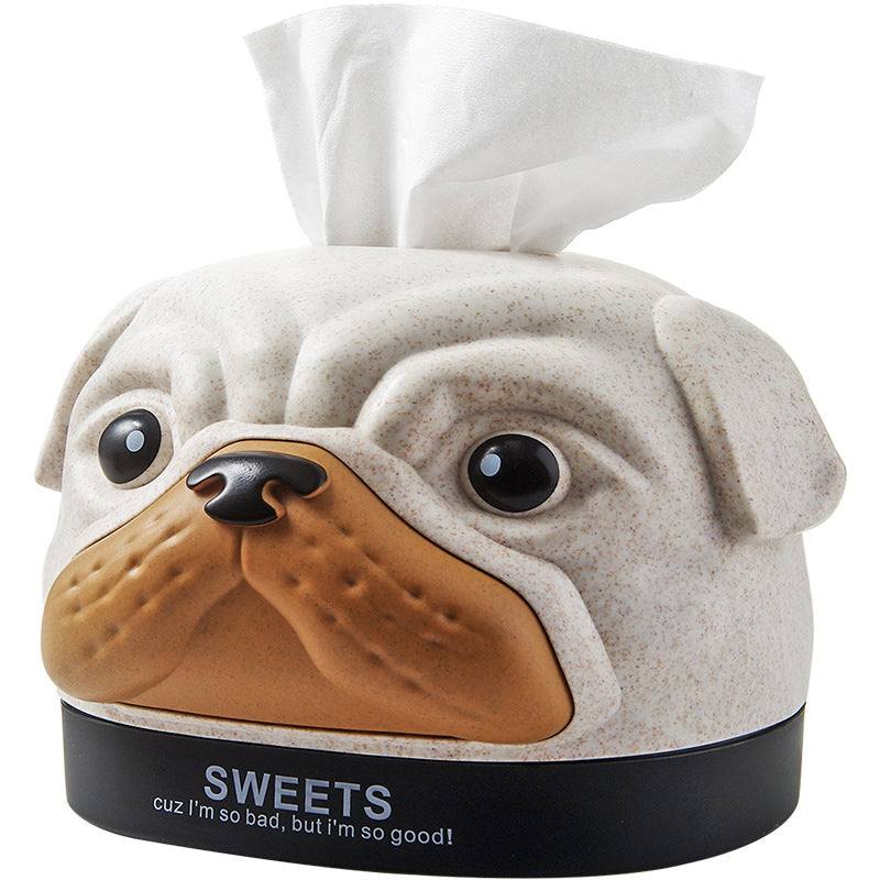 Tissue Box Dispenser Dog Cover Paper Storage Holder Napkin Organizer Home Case