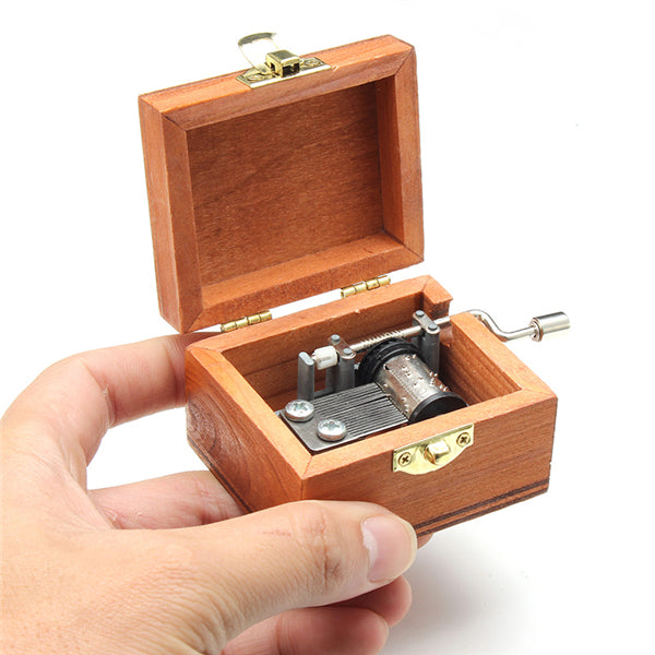 Retro Wooden Wind Up Music Box Castle In The Sky