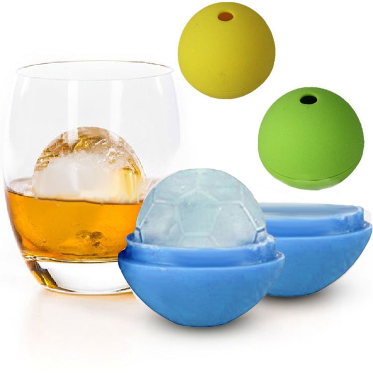 KCASA Creative Soccer Ice Cubes Tray Reusable Silicone Ice Mold Whisky Ice Ball  Kitchen Bar Tools
