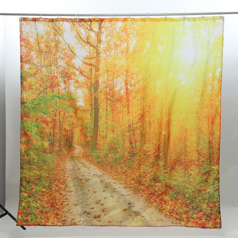 71''x71'' Autumn Deciduous Forest Waterproof Polyester Shower Curtains With Hooks