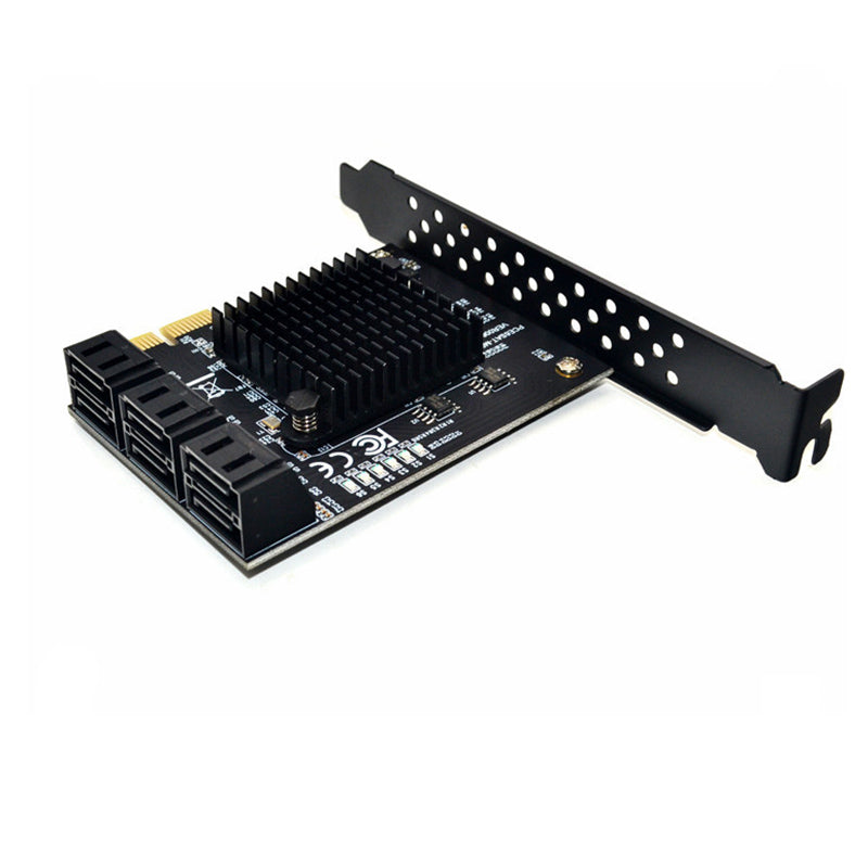 ITHOO PCE6SAT-M01 6 Ports SATA3.0 SSD PCI-E Expansion Card 6Gbps IPFS Hard Disk Adapter for Desktop Computer