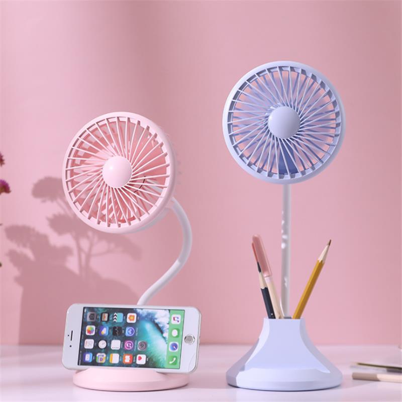 Well Star WT-D8 Portable Mini Fan  Multifunctional Desk Lamp Fan USB Rechargeable Small Fan Desktop Handheld Fan Base Pens Phone Holder For Home Office Student Dormitory