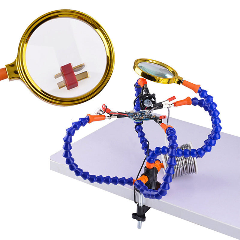 Soldering Station Welding Bench Vise Table Clamp Station 5pcs Flexible with Magnifier