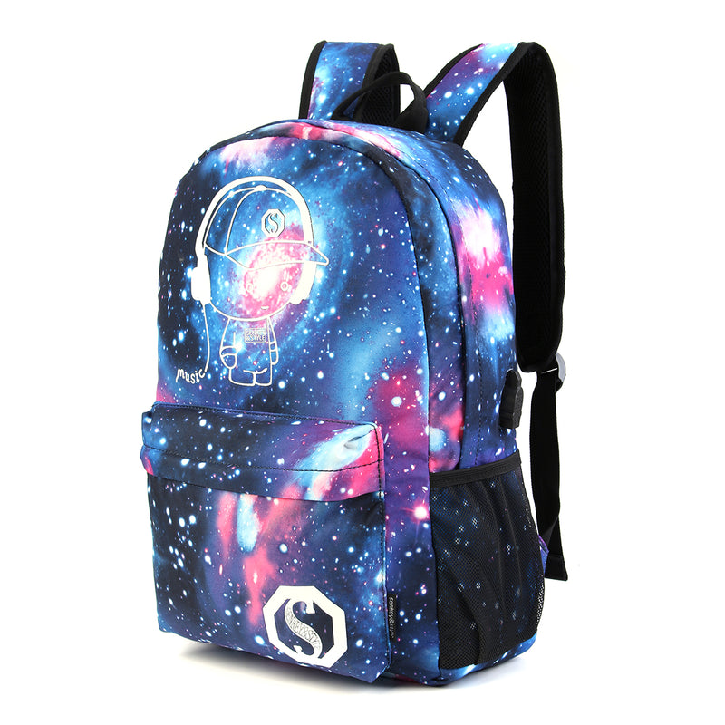 Men's Galaxy Pattern Anti Theft Laptop Bag Backpack Travel Bag With External USB Charging Port