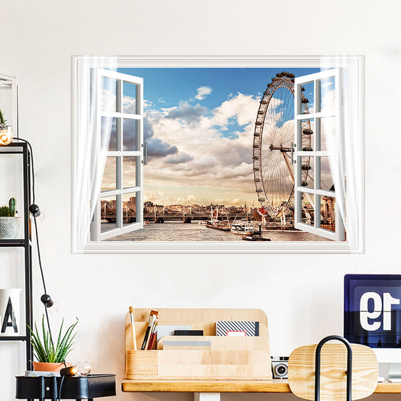 Miico FX82014 Ferris Wheel Landscape Wall Sticker Removable Sticker Window Printing Home Decoration Wall Sticker