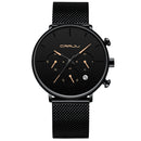 CRRJU 2271 Men Simple Atmospheric Dial Color Design Needle Full Mesh Steel Band Quartz Watch