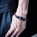 Trendy Handmade Skull Cuff Bracelet Ethnic Two Layer Leather Bracelets Vintage Jewerly For Men