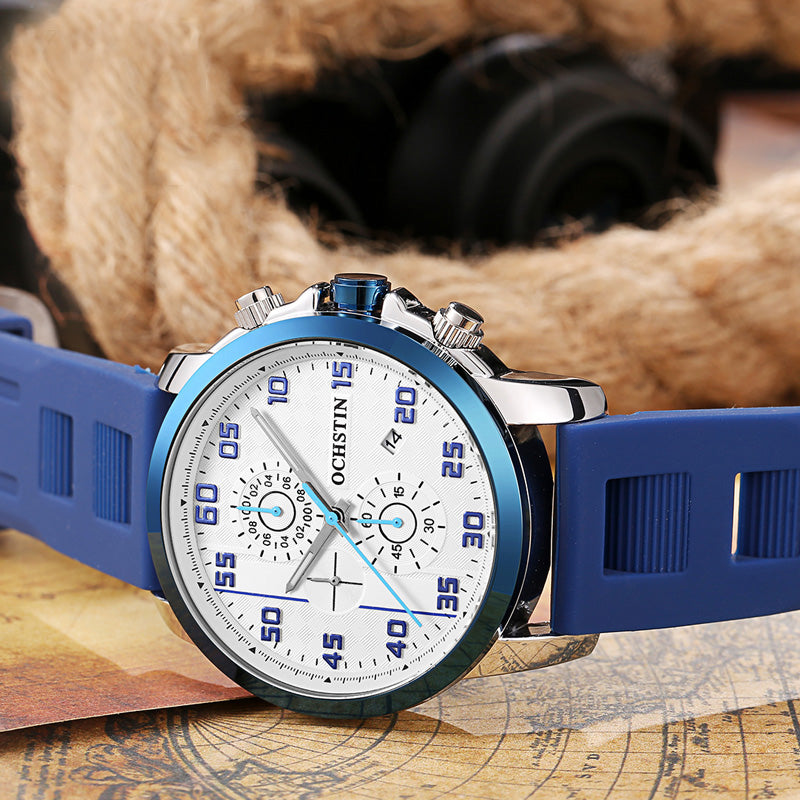 OCHSTIN GQ080 Bussiness Style Male Wristwatch Silicone Band Analog Sport Quartz Watch