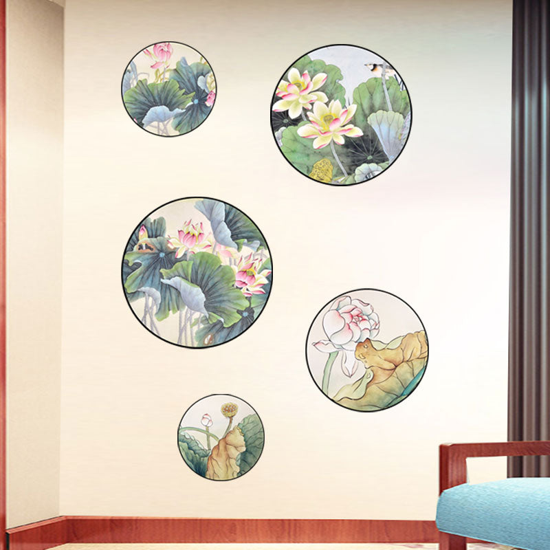 Miico FX82033 2PCS Lotus Painting Sticker Home Study Room Decorative Sticker Wall Sticker Combination Sticker