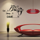 Creative Art Game Handle Wall Stickers "EAT SLEEP GAME" Black Vinyl Removable Printed Wall Sticker