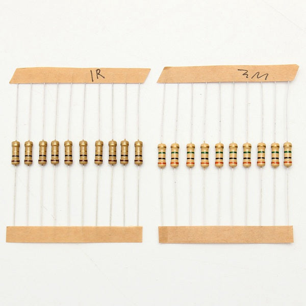 300pcs 30 Value 1ohm-3M 1/2W Carbon Film Resistor