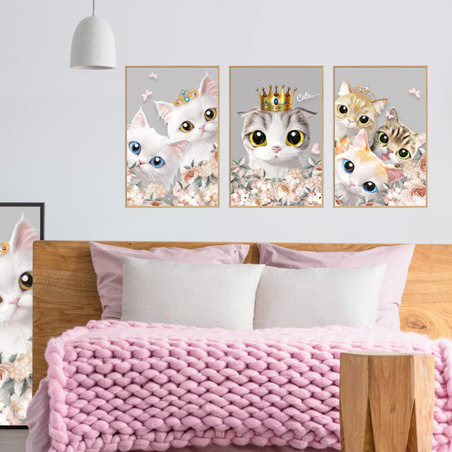 3Pcs/1Set DIY Princess Photo Frame Cat Decoration Paste Ins Wind Wall Sticker