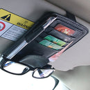 Multiple Layers Car Glasses Folder PU Leather Sun Visor Card Holder Car Storage Bag