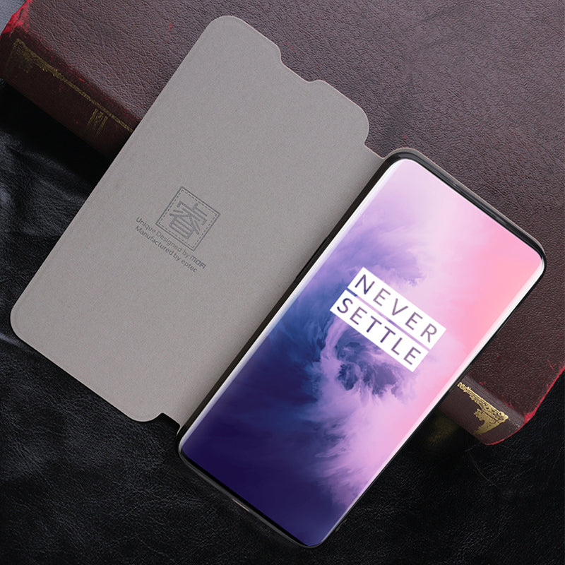 Mofi Classic Shockproof Flip With Stand PU Leather Full Cover Protective Case for OnePlus 7