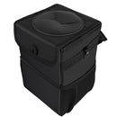 Leak Proof Vinyl Inside Lining Stable Black Car Trash Garbage Can Bag Closeable Lid 12 X 10.6 X 2.3CM