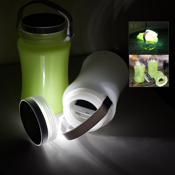 Outdoor Fishing Folding Solar Light IPX7 Waterproof Powered LED Lantern Silicone Bottle