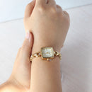 JULIUS 871 Luxury Rhinestone Simple Square Dial Fashion Ladies Quartz Watch
