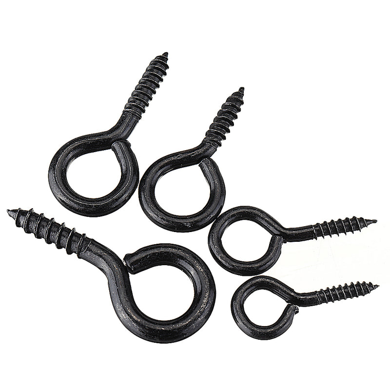 44Pcs Screw Eyes Zinc Plated Self Tapping Thread Eye Bolt Ring Hooks With Expansion Pipe Black