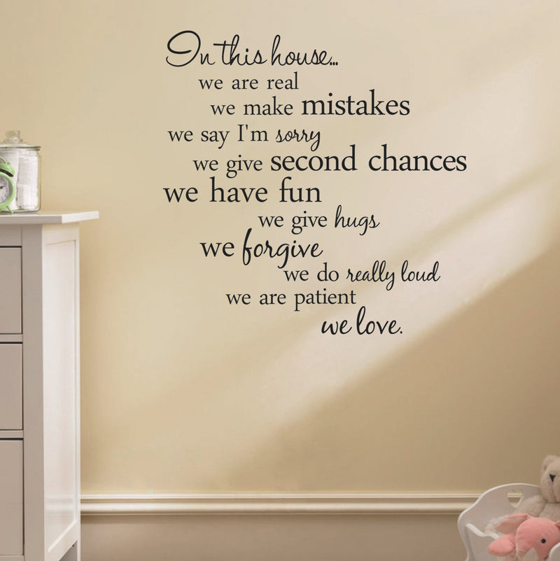 60X56CM In This House English Letter Proverbs Wall Stickers Home Decoration